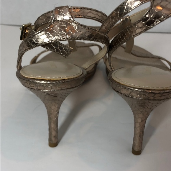Gold Calvin Klein Strappy Snake Print Sandals - Picture 3 of 4